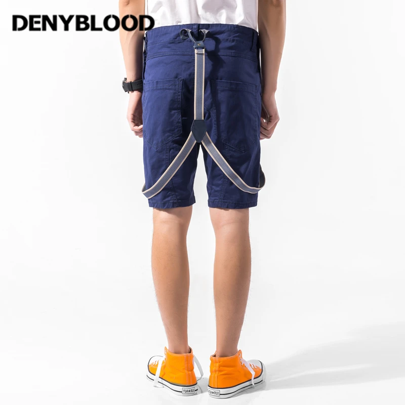 Denyblood Jeans Mens Chinos Overalls Mens Stretch Short Bib Pants Jumpsuit for Men Mutil Cutting Seams Casual Pants K8061