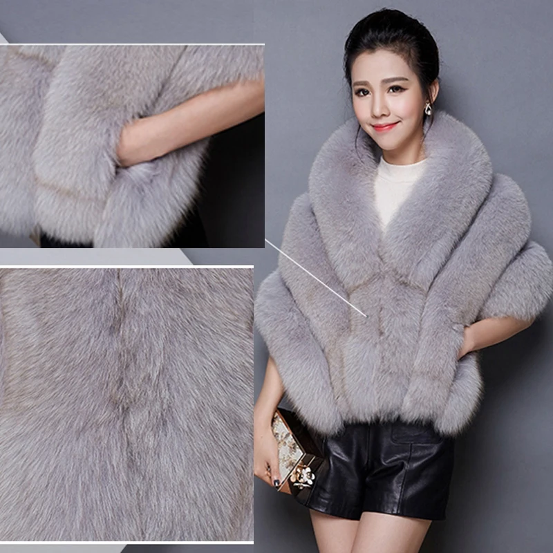 Зимний шарф из искусственного лисьего меха пашмины женские большие накидки