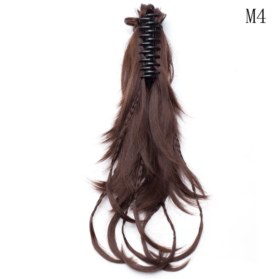 medium brown SNOILITE, 12 дюймов, синтетические, сделай сам, волосы, черные, коричневые, косички, коготь на конском хвосте, на заколках, волосы для наращивания, конский хвост, шиньоны - Цвет: medium brown