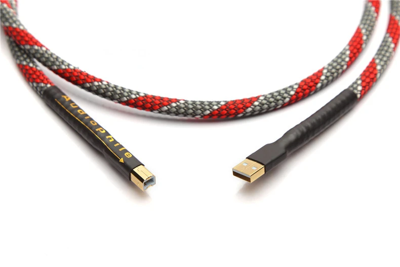 Красный Hi-End QED OCC посеребренный USB аудио кабель для передачи данных USB кабель DAC USB hifi кабель A-B usb кабель - Цвет: Красный