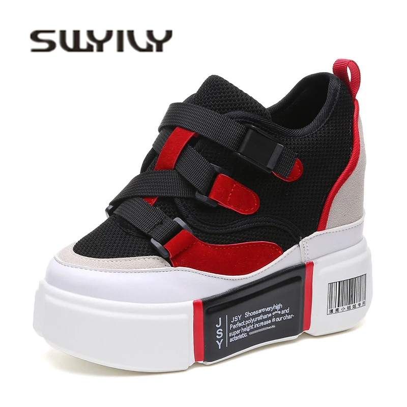 SWYIVY обувь; женские кеды на высокой платформе; коллекция года; сезон весна; женская обувь; повседневные Черные и белые дышащие кроссовки; Zapatos; повседневная обувь; Mujer