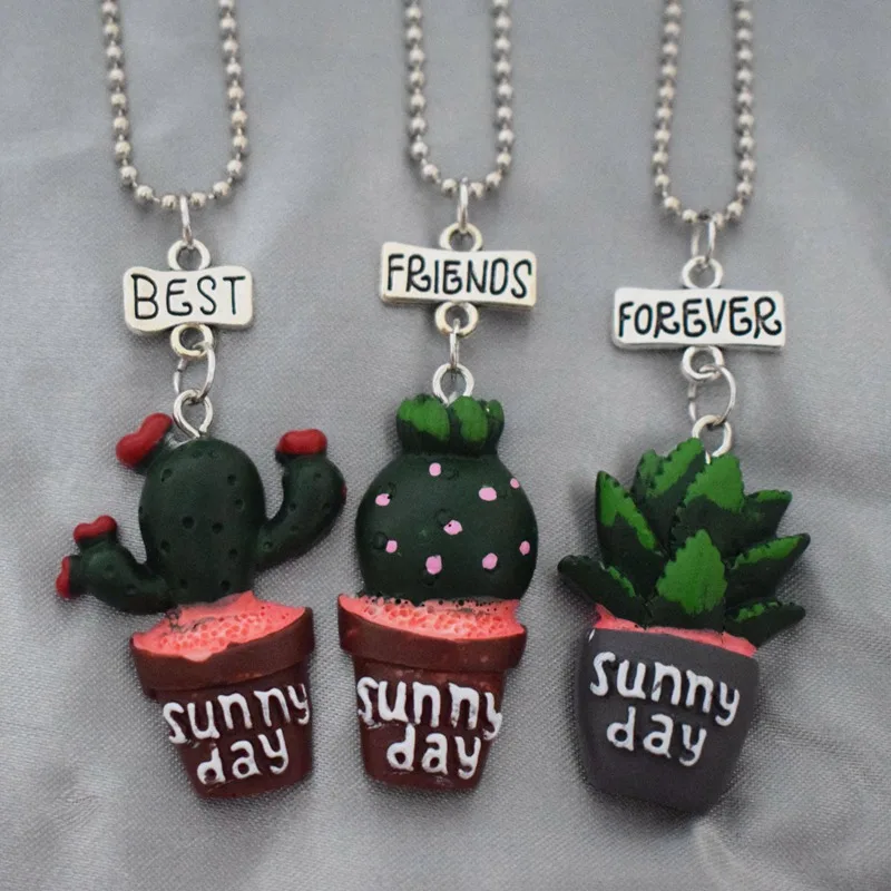 Смола Имитация кактусов подвеска BFF Цепочки и ожерелья детей Best Friends Forever 5 для мальчиков и девочек Дружба Ювелирные изделия подарок на день рождения