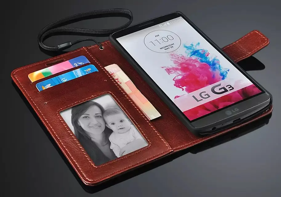 Photo Frame style for LG G3 Case D855 3 D850 Wallet card Slot stent cases Horse leather Pattern Flip protect Cover black LG3 | Мобильные