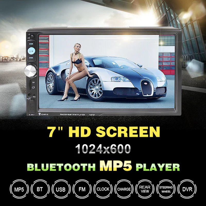 Универсальный 7 дюймовый 2 Din Автомобильный MP5 плеер с Bluetooth сенсорным экраном в