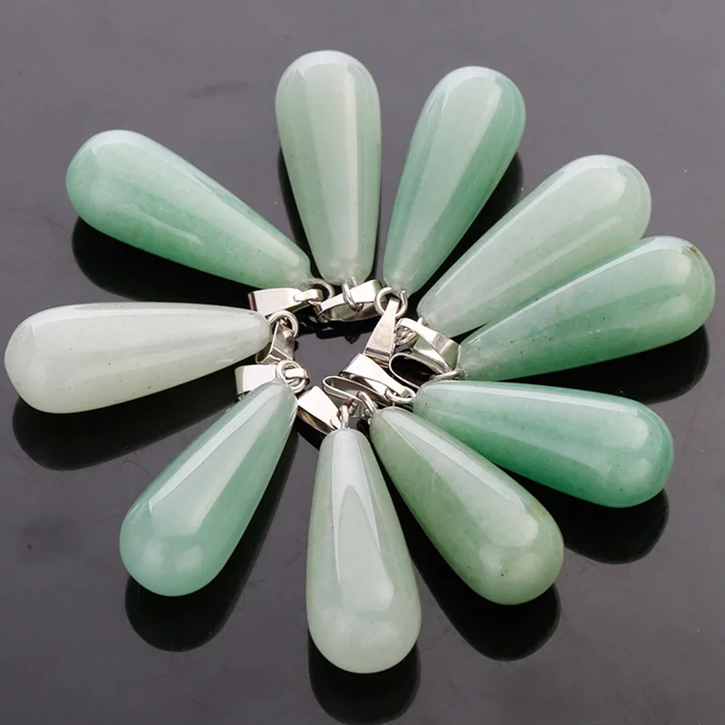 Aventurine quartz Натуральный Камень Капля воды подвеска с бусинами из кристаллов DIY ювелирных изделий Модные аксессуары ручной работы 50 шт./лот - Окраска металла: Aventurine quartz