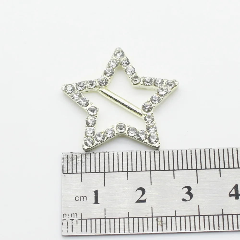 33mm/ 26mm 10Pcs Metal diamond buckles Star-Shaped DIY Crystal invitation card decoration Wedding Ribbon Slider Hair Accessories | Дом и сад