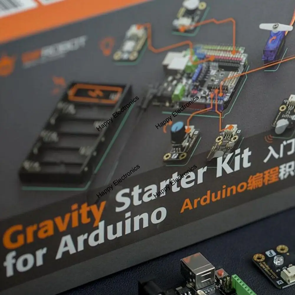 Стартовый набор DFRobot Gravity включает DFRduino UNO R3 + экран расширения IO 12 датчиков для
