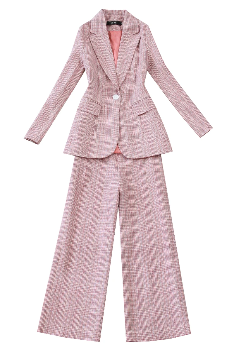 Большие размеры женские 2018 Осень Зима широкие брюки костюмы tailleur femme Куртка