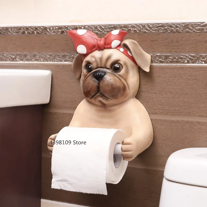 

Creative Bathroom Toilet Paper Holder Cute Dog Wall Hanging Decoration Paper Towel Holder Paper Towel Tube Household Tissue Box