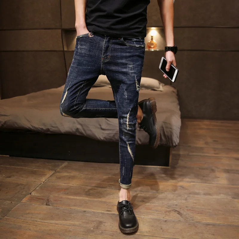 Лидер продаж Ретро синие джинсы Для мужчин Фирменная Новинка одежда 2019 Slim Fit