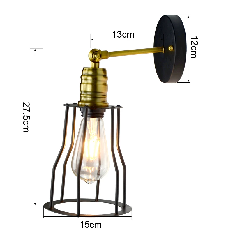 

HUANJUNSHI Vintage Iron American Wall Lamp Modern Wall Lights For Bedroom Hallway Sconce Retro Indoor Wall Lamp For Reading