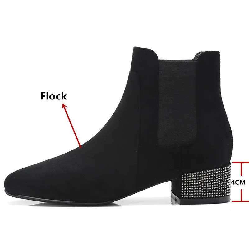 CONASCO New Arrival Women Ankle Boots Autumn Winter Warm High Heels Shoes Woman Round Toe Brand Casual Quality Bling Basic | Обувь