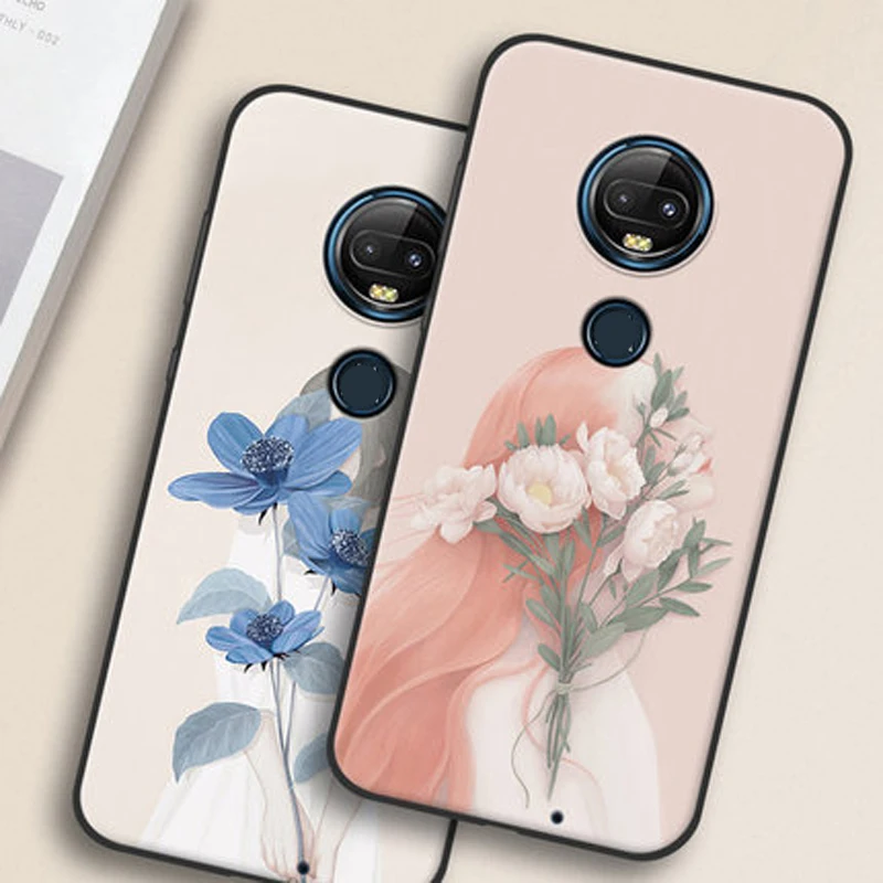 Coque For Moto G7 plus Case girl flower soft silicone TPU phone G7plus casing G 7 XT1965 Protective cases |