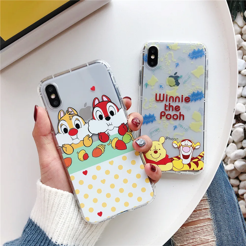 Симпатичный мягкий чехол для iPhone 7 забавные чип и Дейл Винни медвежонок пух