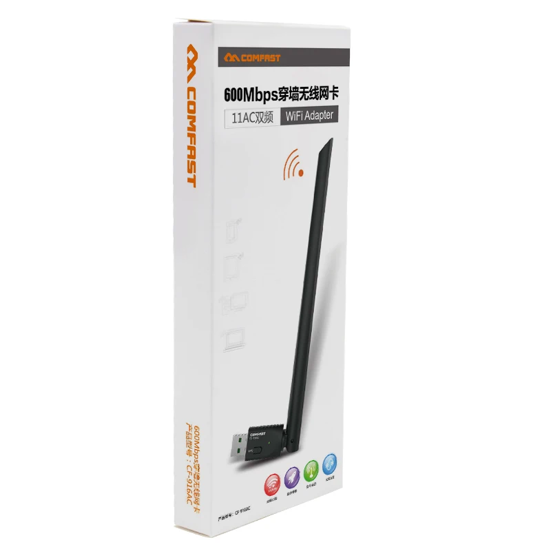 COMFAST AC600 600Mbps USB wi fi Adaptor 802.11AC WiFi Receiver 2.4G/5G Wireless Network Card with wi-fi antenna WPS button | Компьютеры и