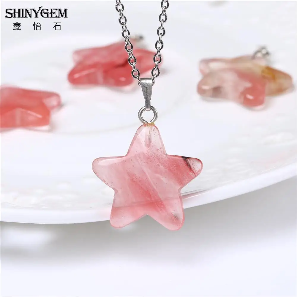 Подвески и ожерелья ShinyGem с розовыми красными звездами ожерелье из нержавеющей