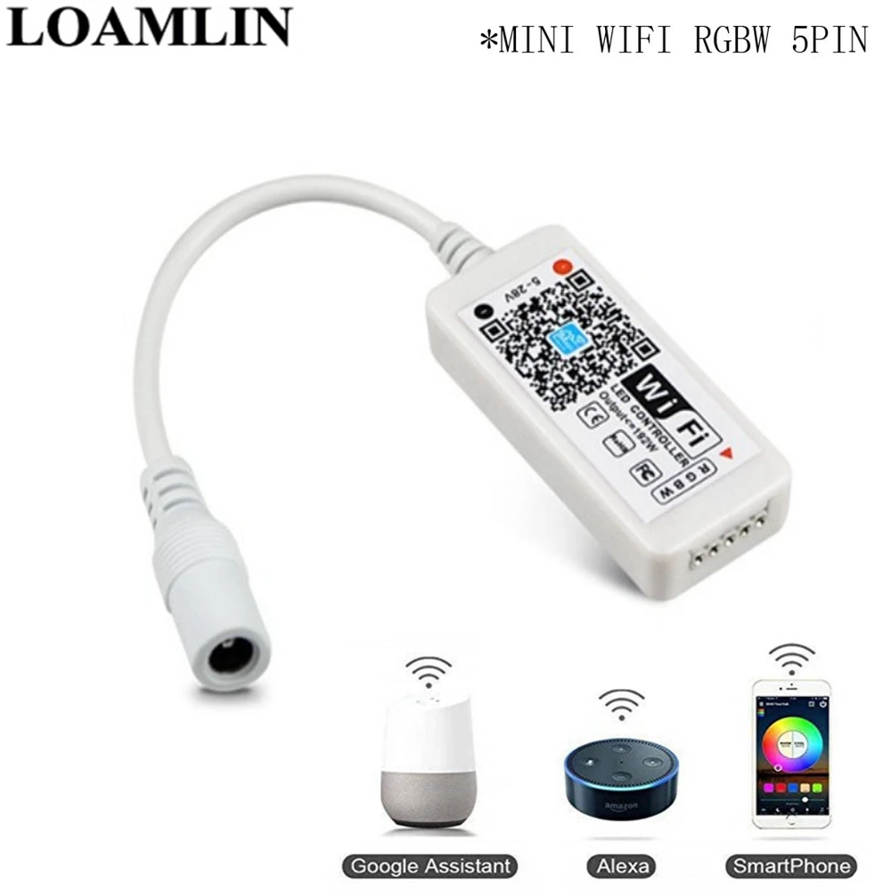 DC5 28V мини WIFI RGB/RGBW/RGBWW Светодиодная лента контроллер музыки от Amazon Alexa Google Home Phone