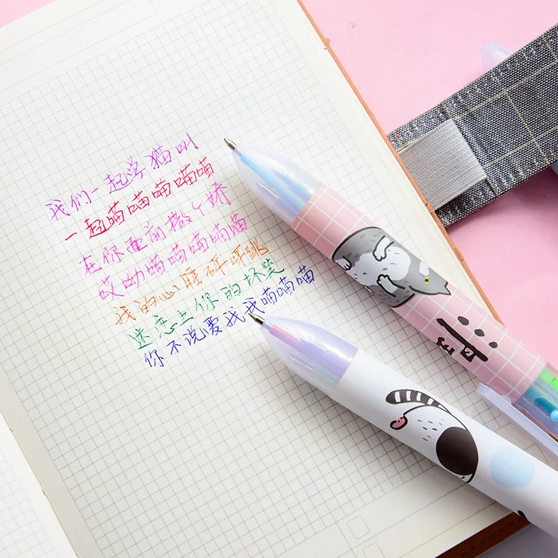 Arsmundi 6 в 1 Kawaii Cat многоцветная шариковая ручка Многофункциональные Красочные