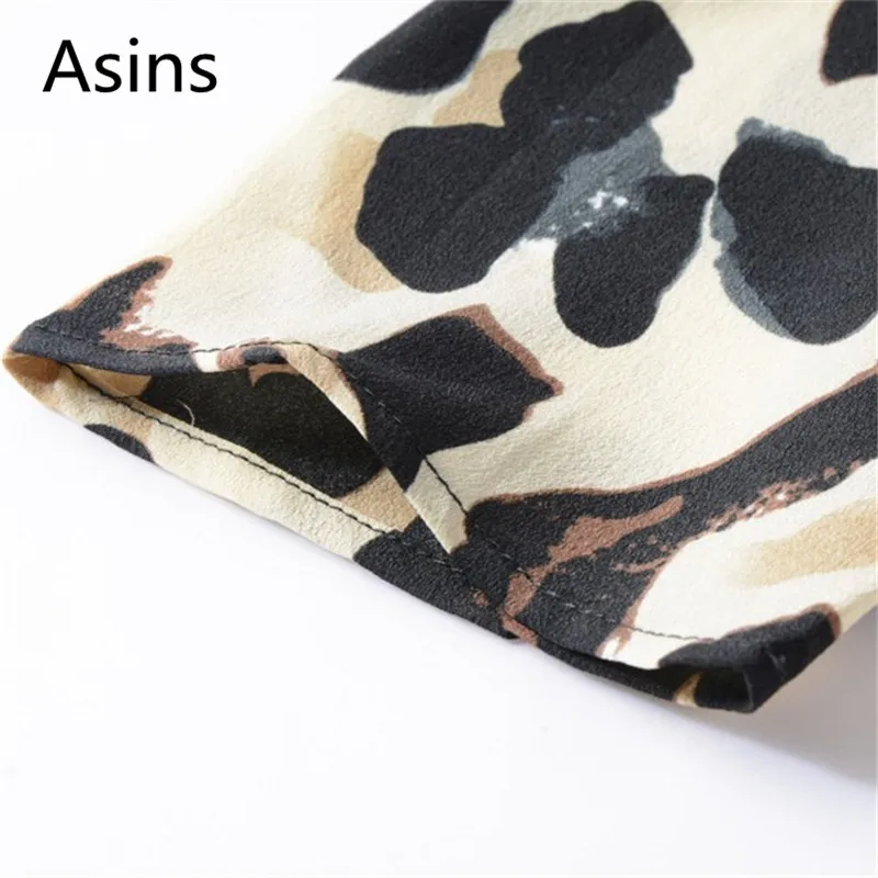 

Asins dress women 2019 spring summer new hot casual fashion deep v neck high waist leopard printing long sleeve sexy wild dress