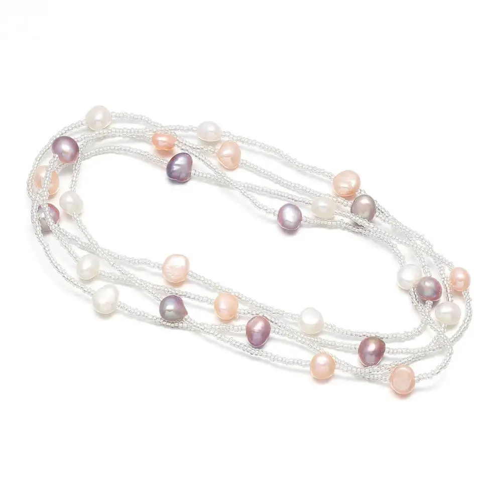 

Fashion Long Pearl Necklace Baroque Natural Freshwater Pearl Pearl Jewelry for Women Necklace Accessories 120mm