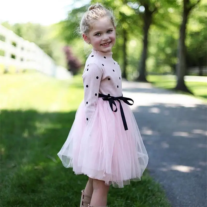 Winter Baby Dress For Girl Long Sleeve Princess Girls Dresses Polka Dot Toddler Birthday Party Costume Casual School Clothes | Детская