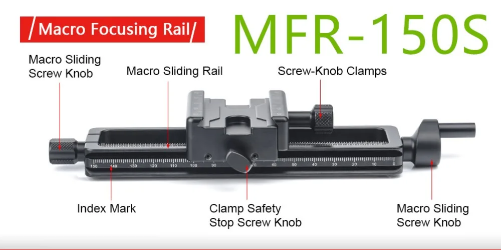 SUNWAYFOTO MFR-150 макро фокусировочная направляющая/MRF-150S макро фокусировочная направляющая с винтовым зажимом-зажим для ручек 4-полосная слайдер