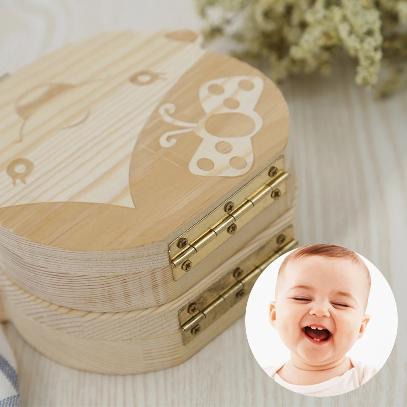 Wood Baby Girl Boy Tooth Organizer Save Milk Teeth Storage Collecting Gift Umbilical Cord Creative For Kid F1 | Дом и сад