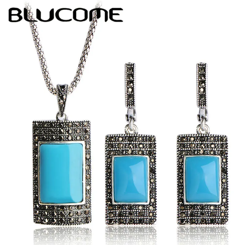 Женский Банкетный комплект Blucome красные сережки-Крючки из смолы в турецком стиле