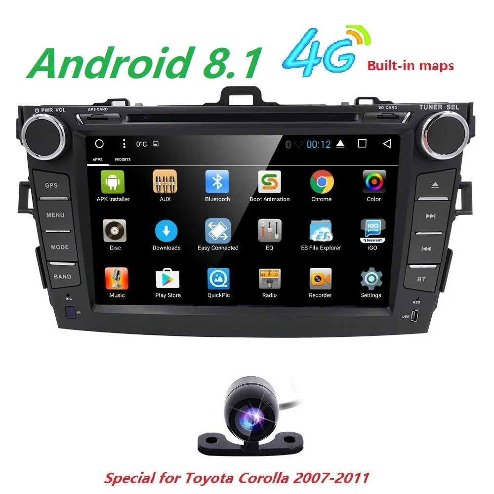 Hizpo 8 дюймов Автомобильный Стерео gps для Toyota corolla 2008 2007 2009 2010 2011 мультимедийное