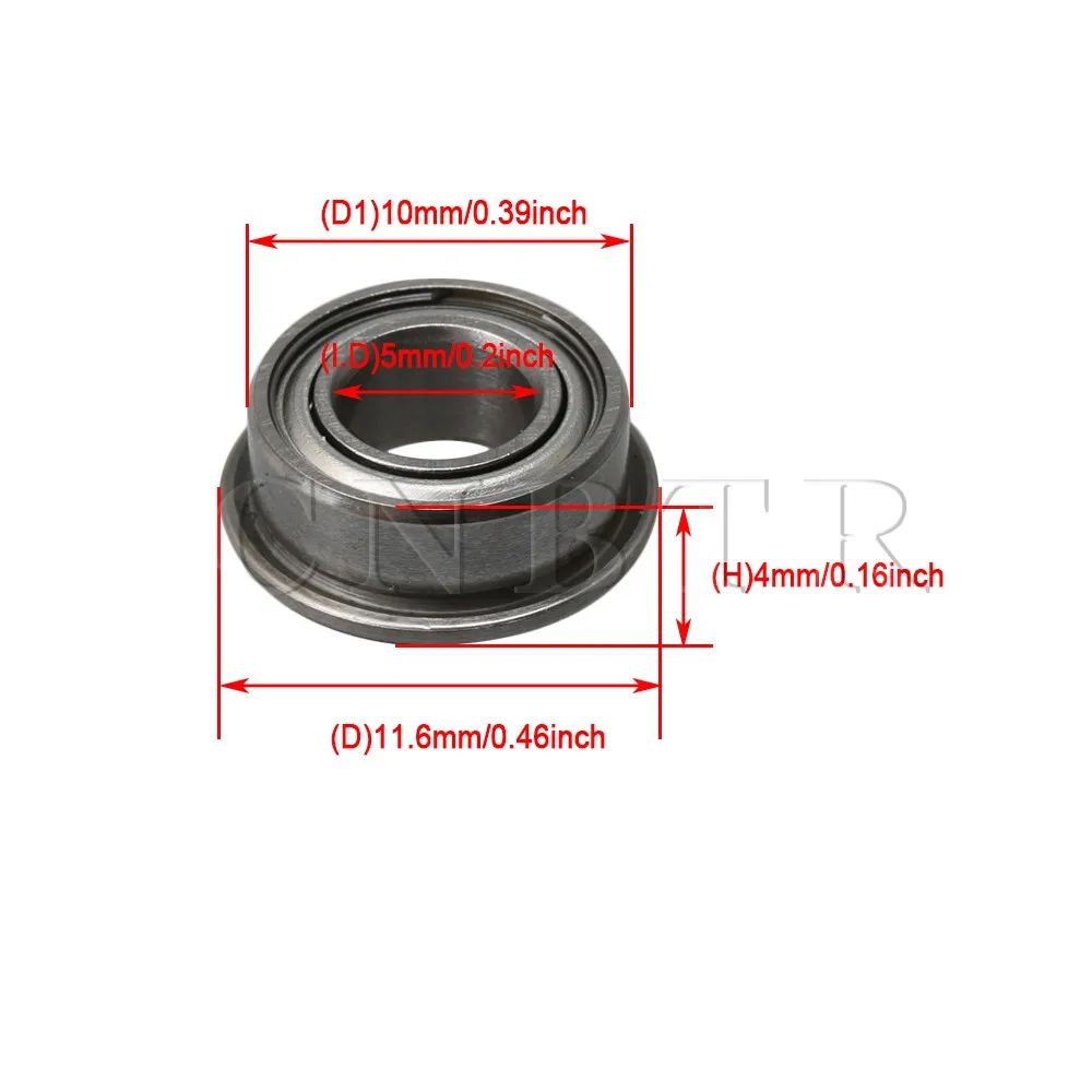 CNBTR Silver MF105ZZ Mini Ball Bearings Double-Shielded Flanged 5x10x4mm Pack of 10 | Обустройство дома