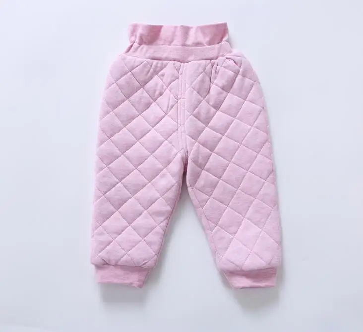 melange pink Одежда для малышей Зимние теплые штаны для маленьких девочек штаны из хлопка для маленьких мальчиков детские штаны стеганые детские штаны с высокой талией - Цвет: melange pink