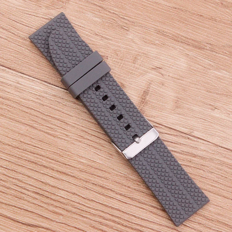 

Watch Accessories Soft Silicone Strap 22mm Pin Buckle Waterproof Breathable Men's Strap For all brands of watches