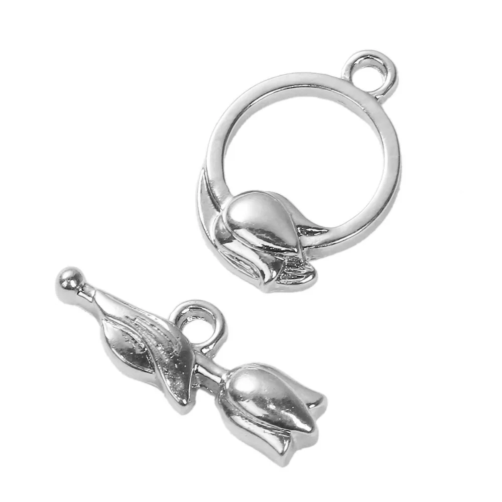 DoreenBeads цинковый сплав Серебряный цвет золотой переключатель цветок 22 мм x 8 20 (6/8