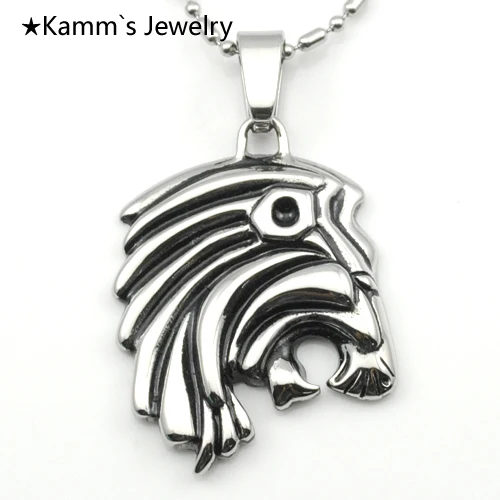 Голова льва волк аниме животное литье серебро 316L нержавеющая сталь Подвески