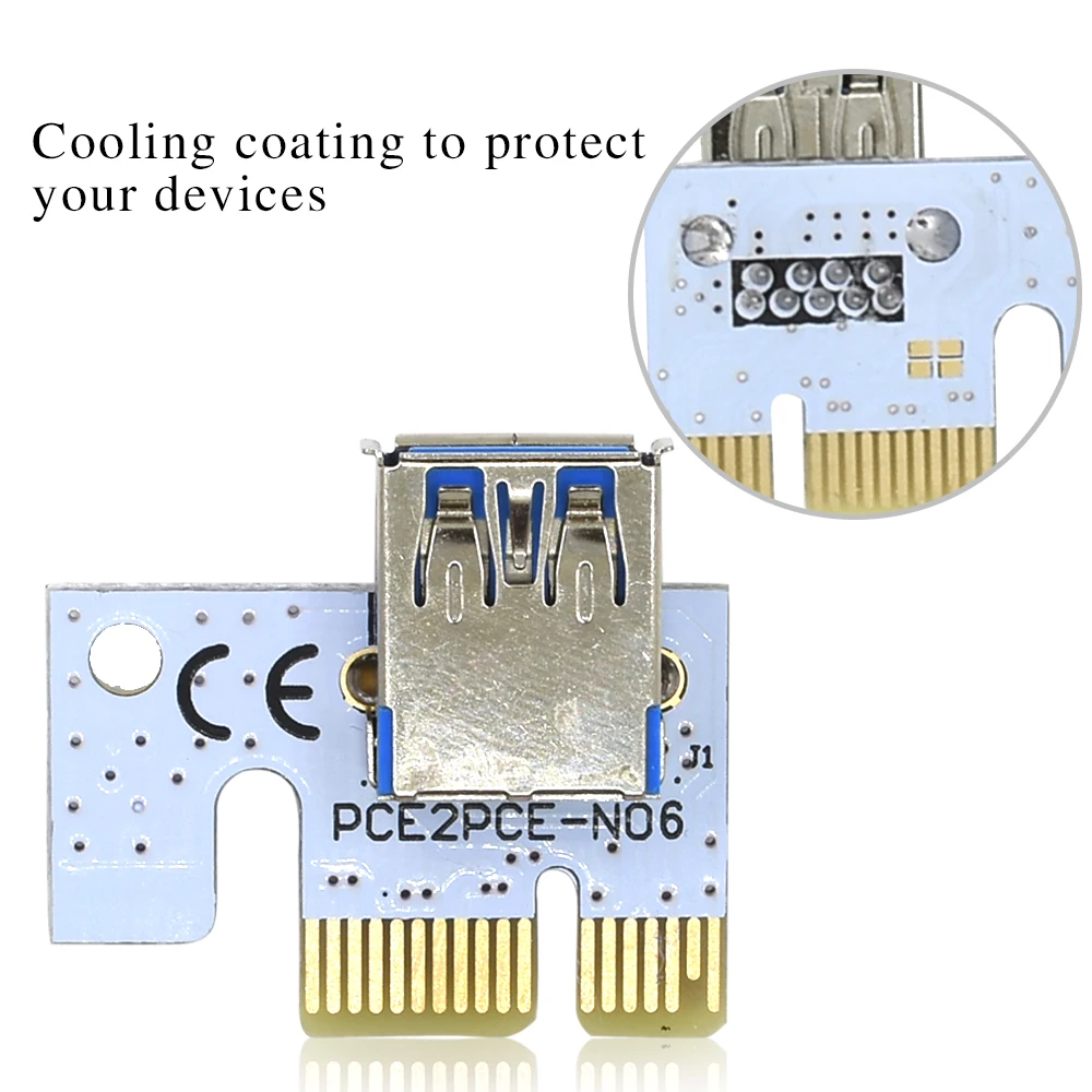 TISHRIC PCIE PCI E Express Riser Card 1x к 16x USB 3 0 кабель VER 008S в 1 Molex 4Pin SATA 6PIN Raise для майнинга Riser| |
