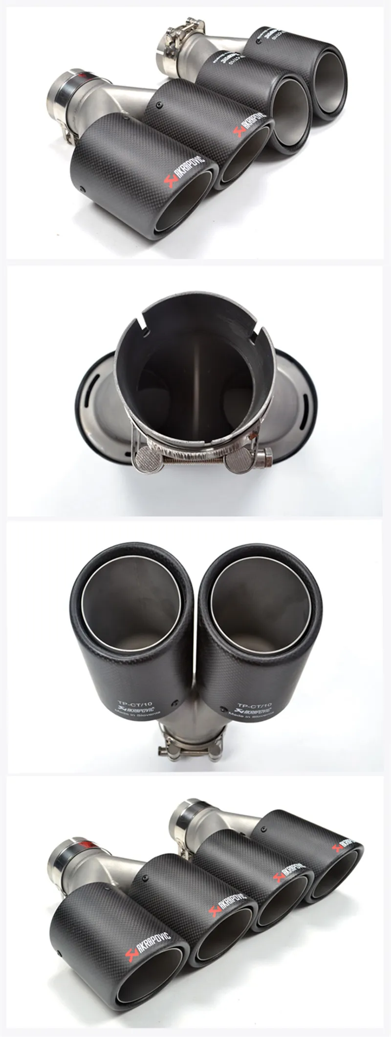 1 шт. двойной AKRAPOVIC углеродное волокно+ нержавеющая сталь выхлопной трубы глушитель Матовый Серебряный выхлопной наконечник