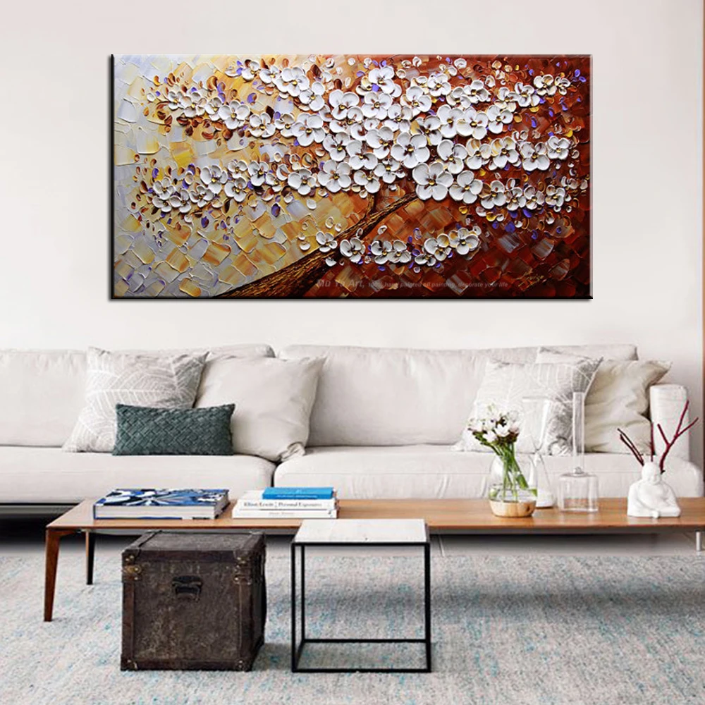 MUYA large wall pictures for living room flower modern hand painted canvas oil paintings abstract art tree painting | Дом и сад