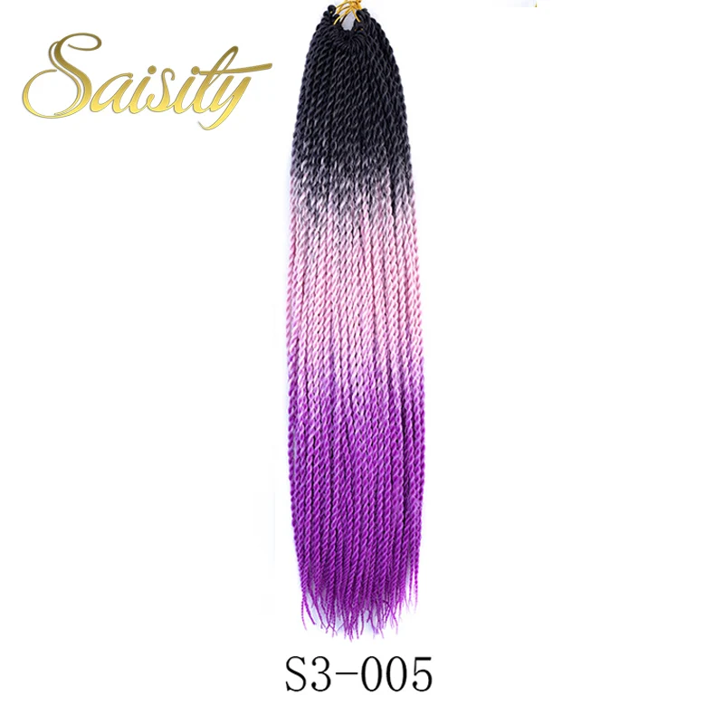 Saisity Ombre Сенегальские скрученные волосы на крючках косички 24 дюйма 20 корней/упаковка синтетические плетеные волосы для женщин серые, синие, розовые, коричневые - Цвет: Омбре