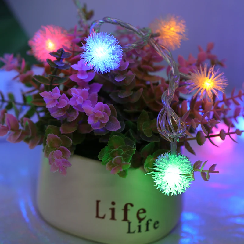 Рождественская плюшевая гирлянда с шариками садовая сказочная светодиодная