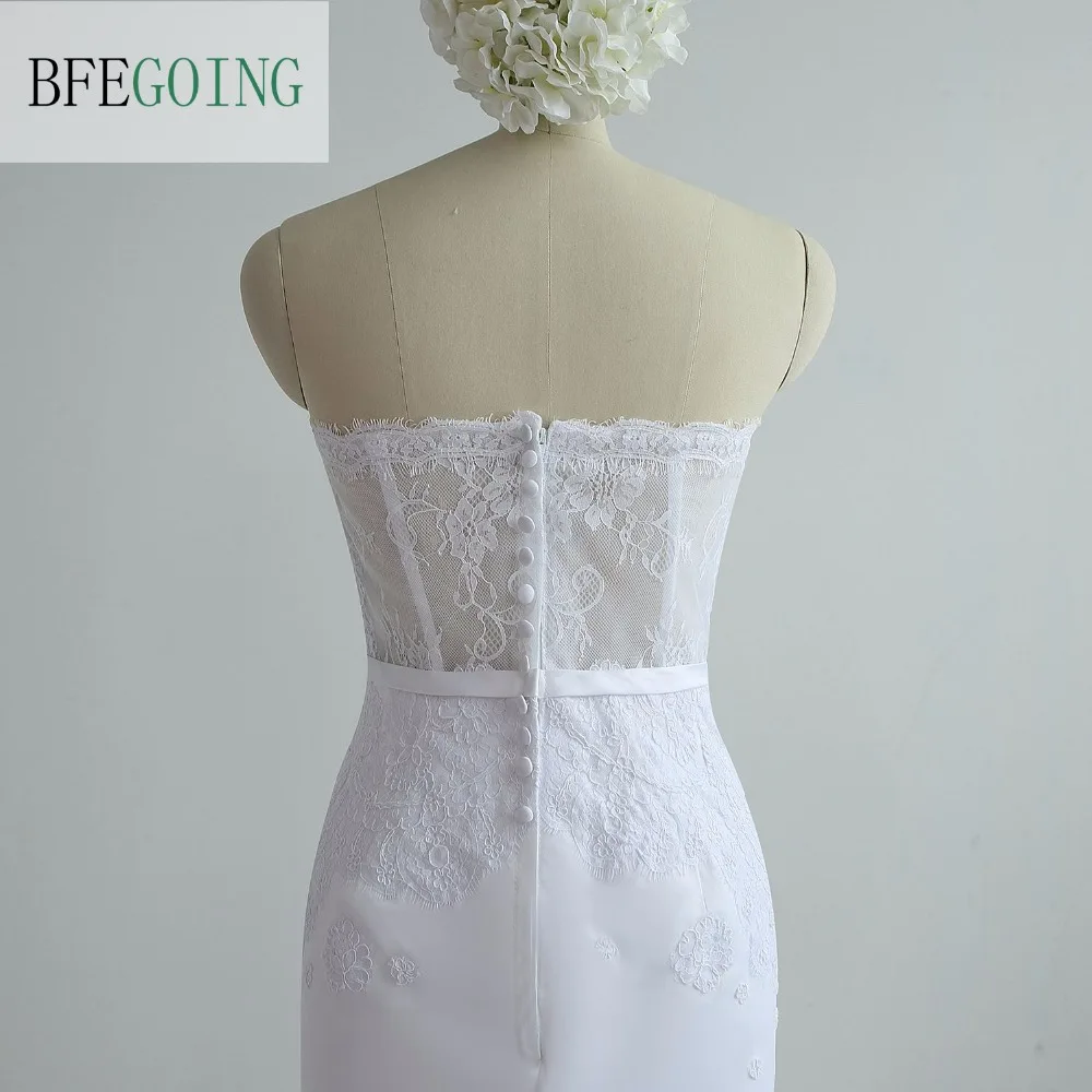 Белое Тюлевое кружевное свадебное платье с юбкой годе со шлейфом для часовни без