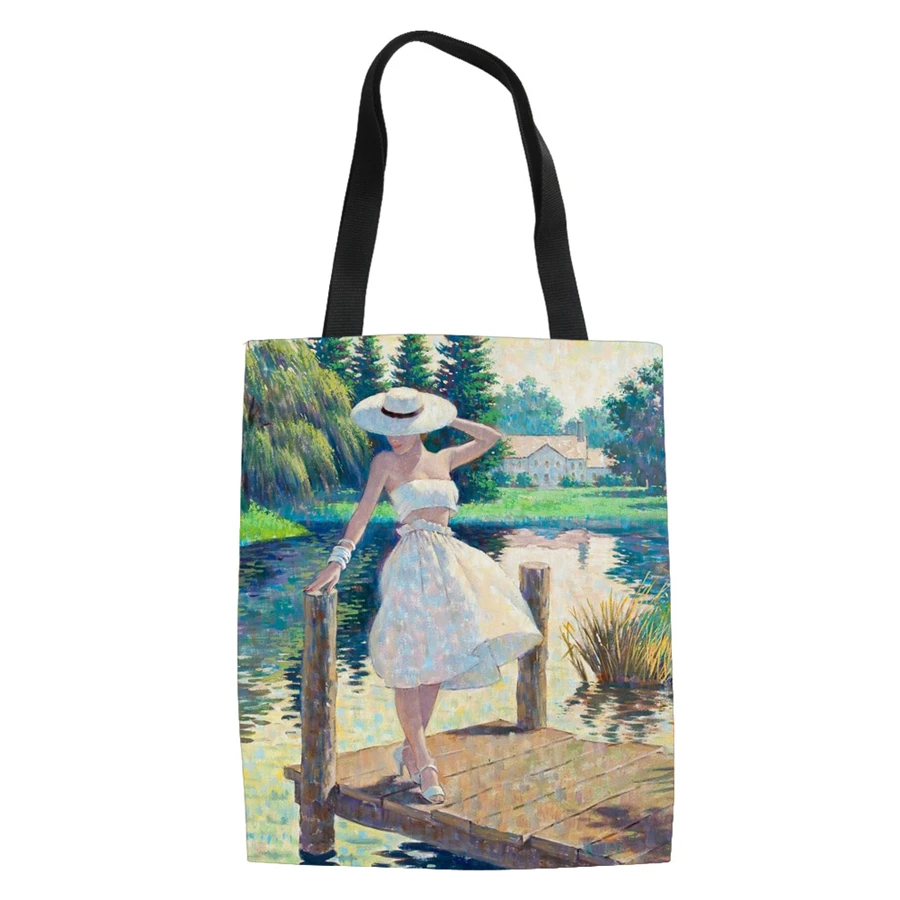 WHEREISART Известный Ван для женщин холщовые сумки покупок повседневные Tote Ecofriendly
