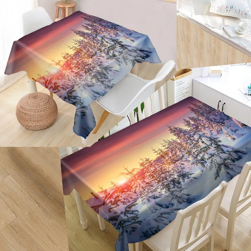 Custom Snow Pattern Tablecloth Waterproof Oilproof Rectangular Home Wedding Textiles | Дом и сад