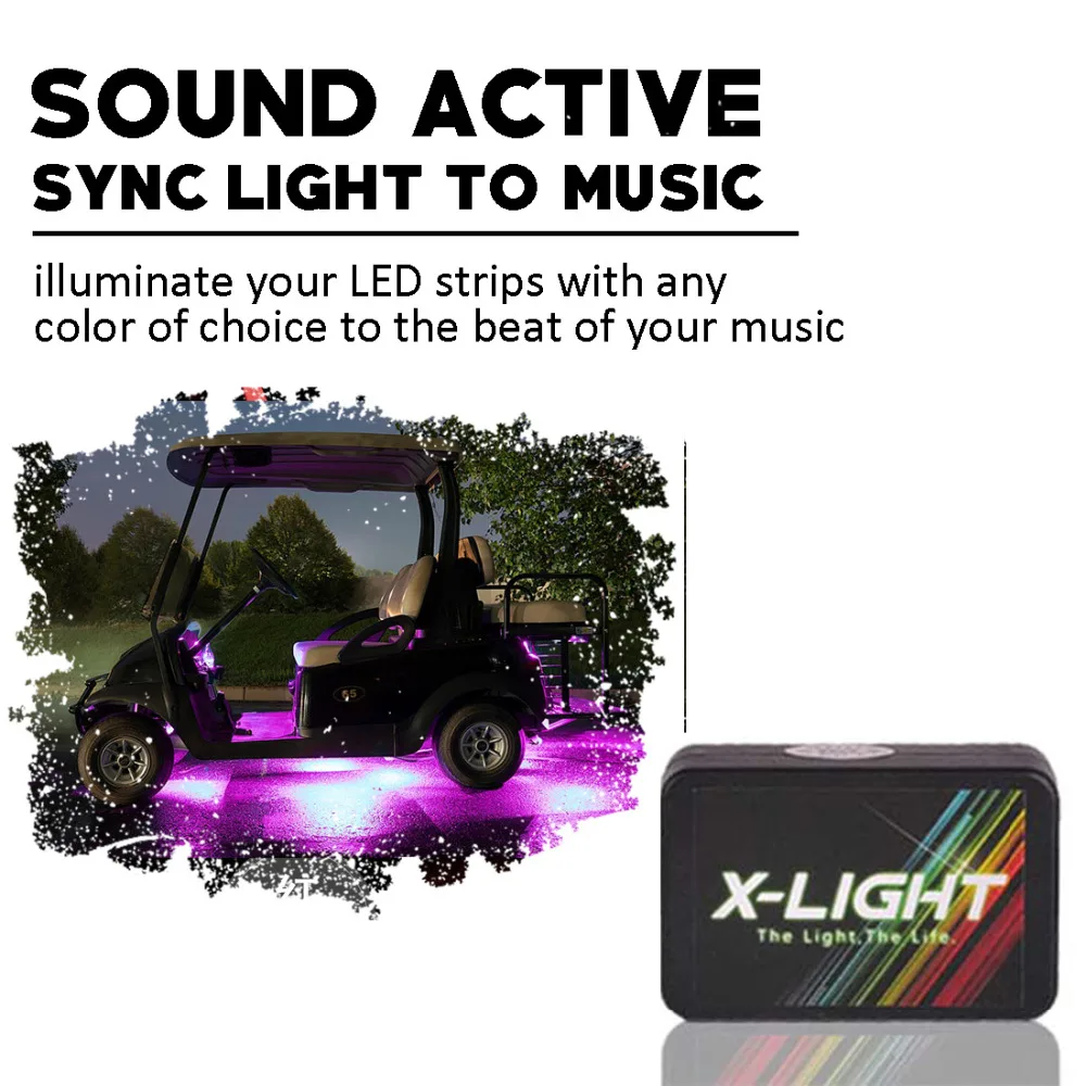 X-LIGHT Bluetooth Golf Cart Underbody Glow LED Lighting Kit | RGB Accent Neon Strips w/Switch Music Active| Million Color Автомобили и