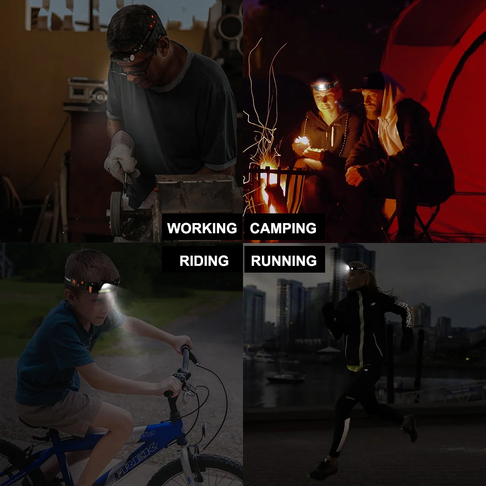 Светодиодный налобный фонарь с зарядкой от USB и магнитом на конце рабочий