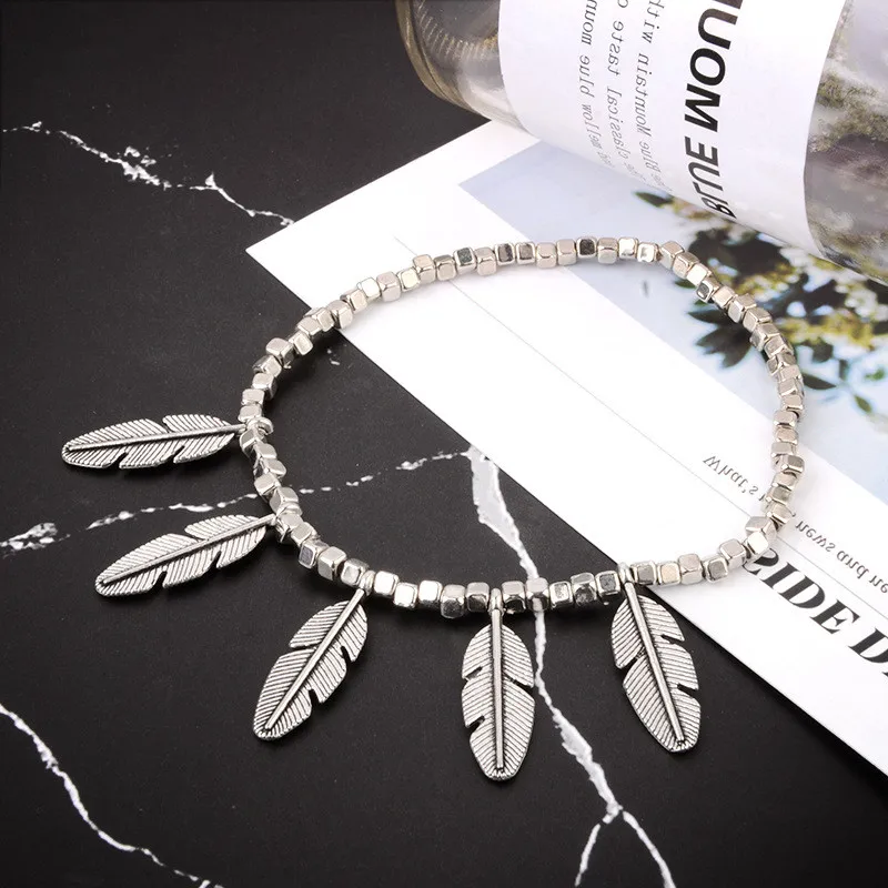 Boho браслет на щиколотке для женщин пляжный нержавеющая сталь винтажный античный