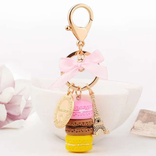 Смола Макарон брелок для ключей женская сумка макарун Шарм Франция LADUREE Macarons Effiel брелоки в виде башни anahtarlik llavero - Цвет: 5
