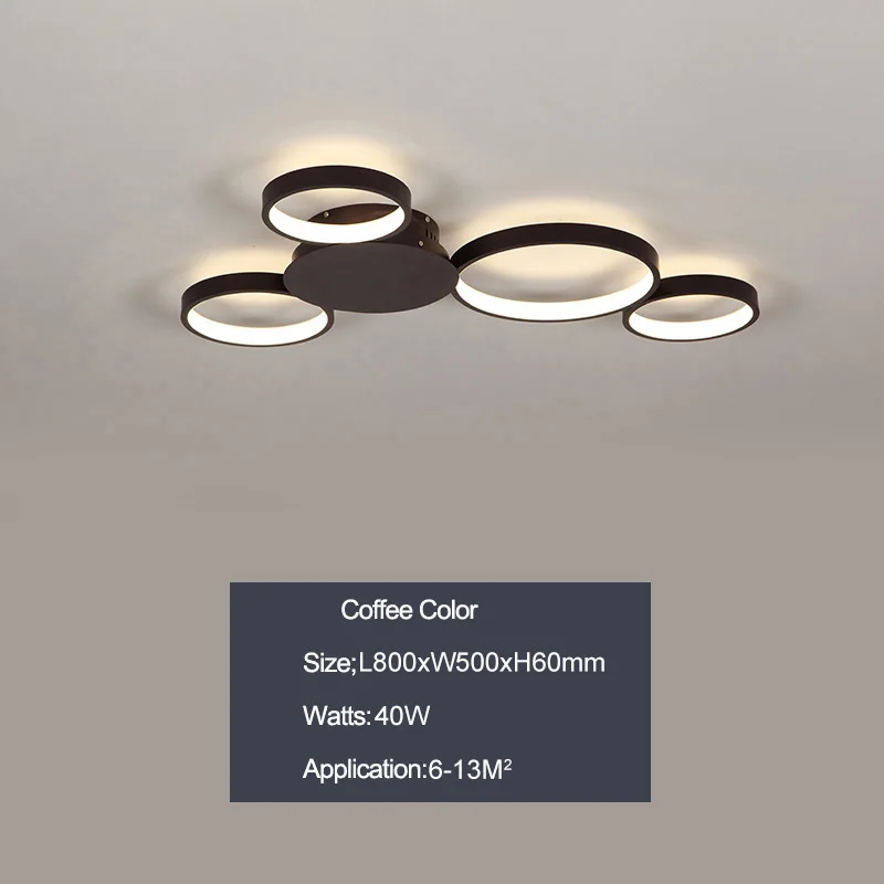 Coffee L80xW50cm Современные светодиодные потолочные лампы с кофейной/белой отделкой для гостиной, спальни, кабинета, дома, деко, потолочные светильники, плафон - Цвет корпуса: Coffee L80xW50cm
