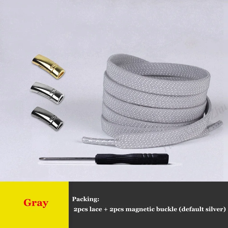 Gray 1 пара эластичных магнитных 1 секундных фиксирующих шнурков креативные быстро не Завязывающиеся шнурки для обуви Детские Взрослые Унисекс Спортивные туфли со шнурками шнурки для обуви - Цвет: Gray