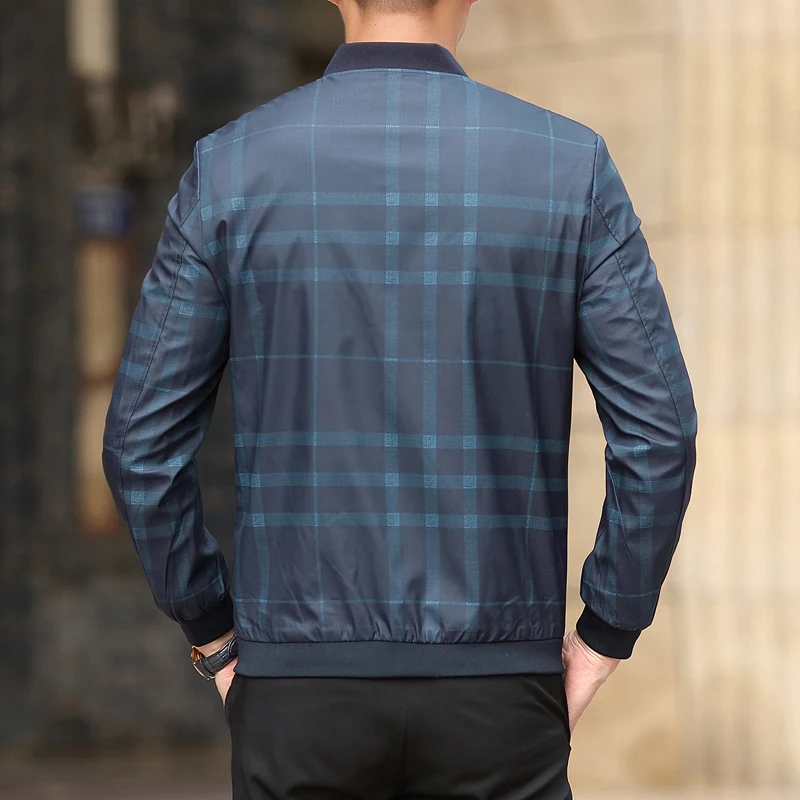 Мужская куртка-бомбер MIACAWOR Повседневная Деловая куртка в клетку модель J611 на