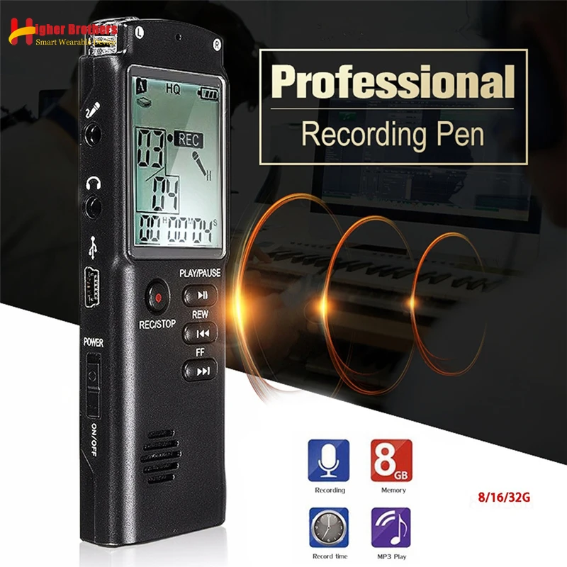 Черный T60 8G/16G/32G мини записывающая ручка для телефона USB Профессиональный 96 часов диктофон цифровой Аудио Диктофон с WAV, mp3-плеер - Цвет: Черный